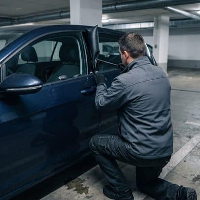 Fahrzeugöffnung in der Tiefgarage mit Luftkeil und Langgreifer